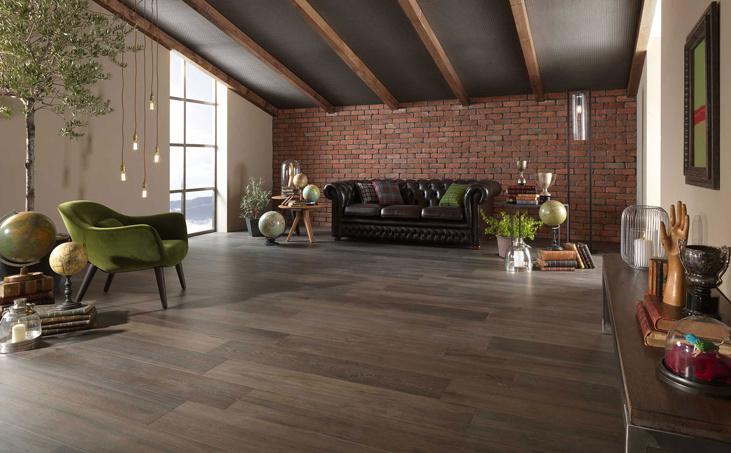 wood tile living room