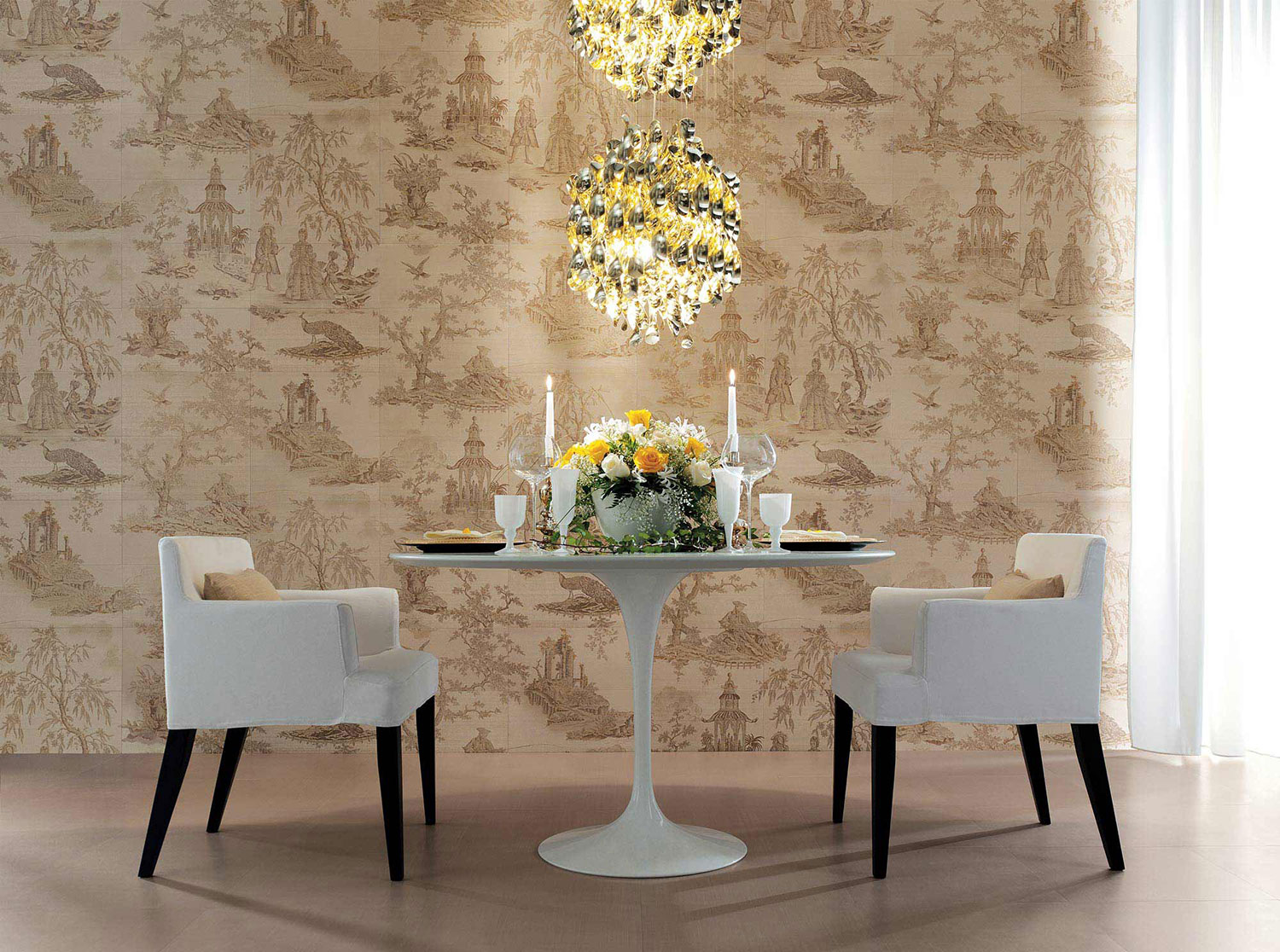 Wall Tiles that looks like Wallpaper Wallpaper effect Wall tiles