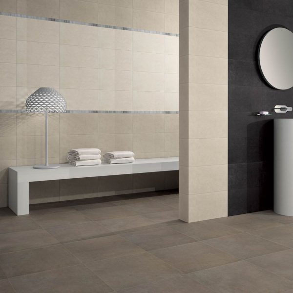 Talm Taupe 45x45, Talm Mètal, Ivoire et Graphite 25x45, Listel Talm