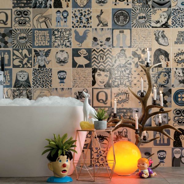 Indigo Mix Composition 20x20 - Ceramic Indoor Wall Tiles