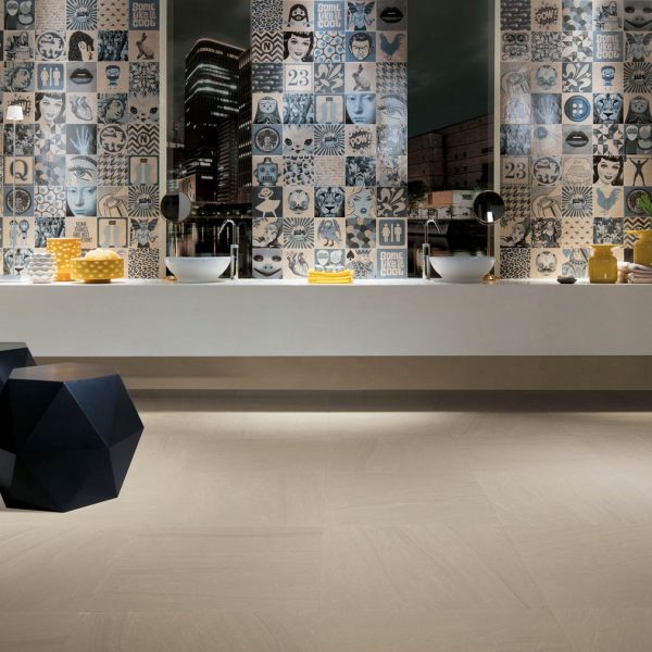 Jasper Ivoire 60x60 & Indigo Decor Mix - Porcelain Tiles for Bathroom