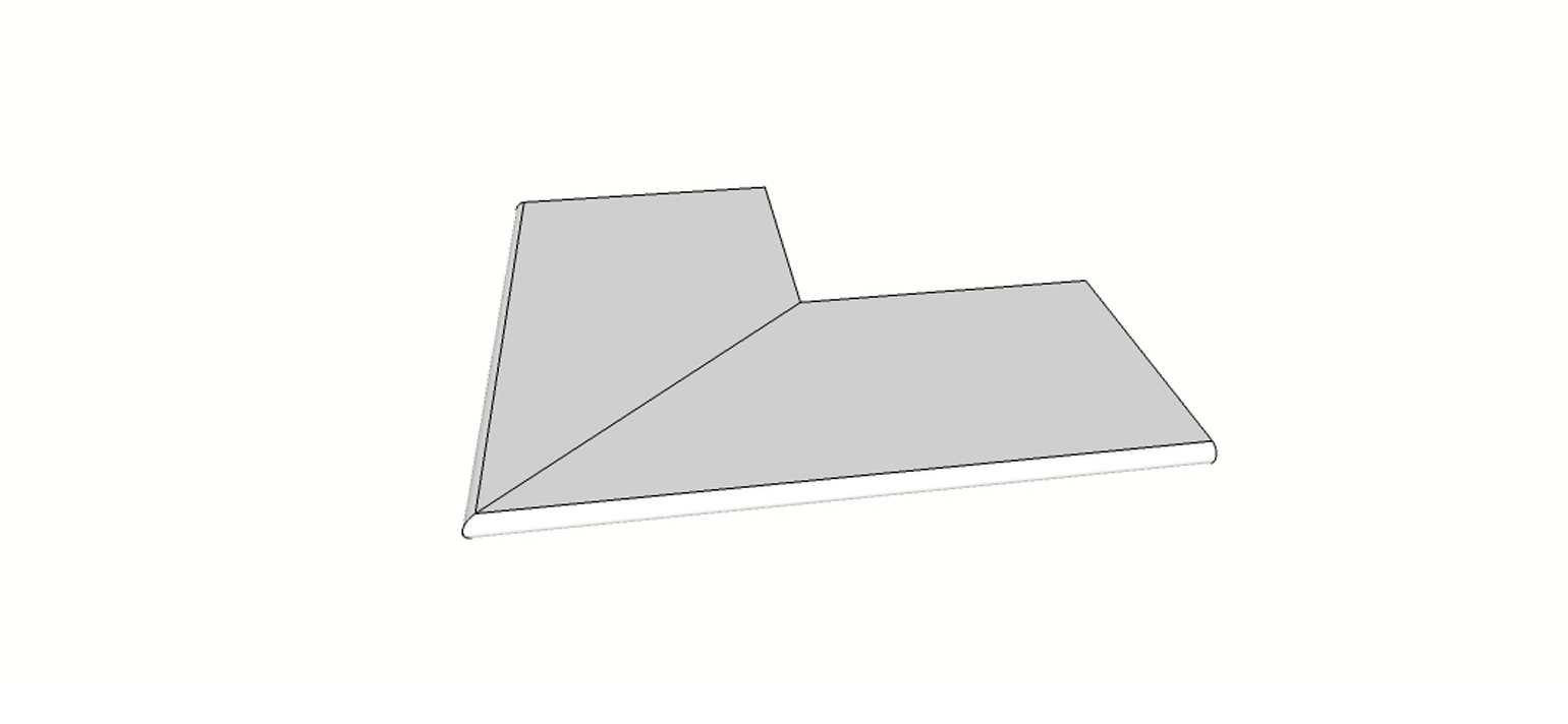 Rounded edge full external angle (2 pcs) <span style="white-space:nowrap;">12"x36"</span>   <span style="white-space:nowrap;">thk. 20mm</span>