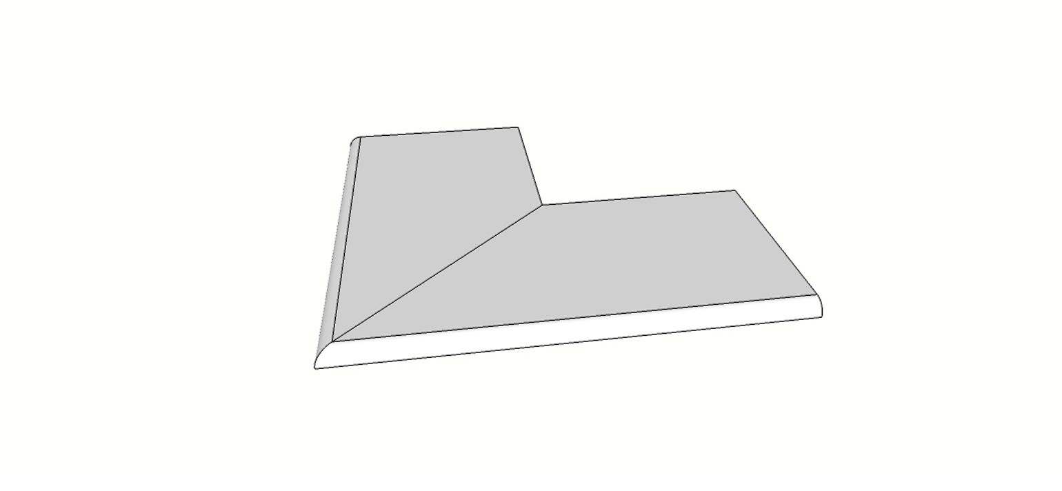 Bullnose surface edge full external angle (2 pcs) <span style="white-space:nowrap;">12"x48"</span>   <span style="white-space:nowrap;">thk. 20mm</span>