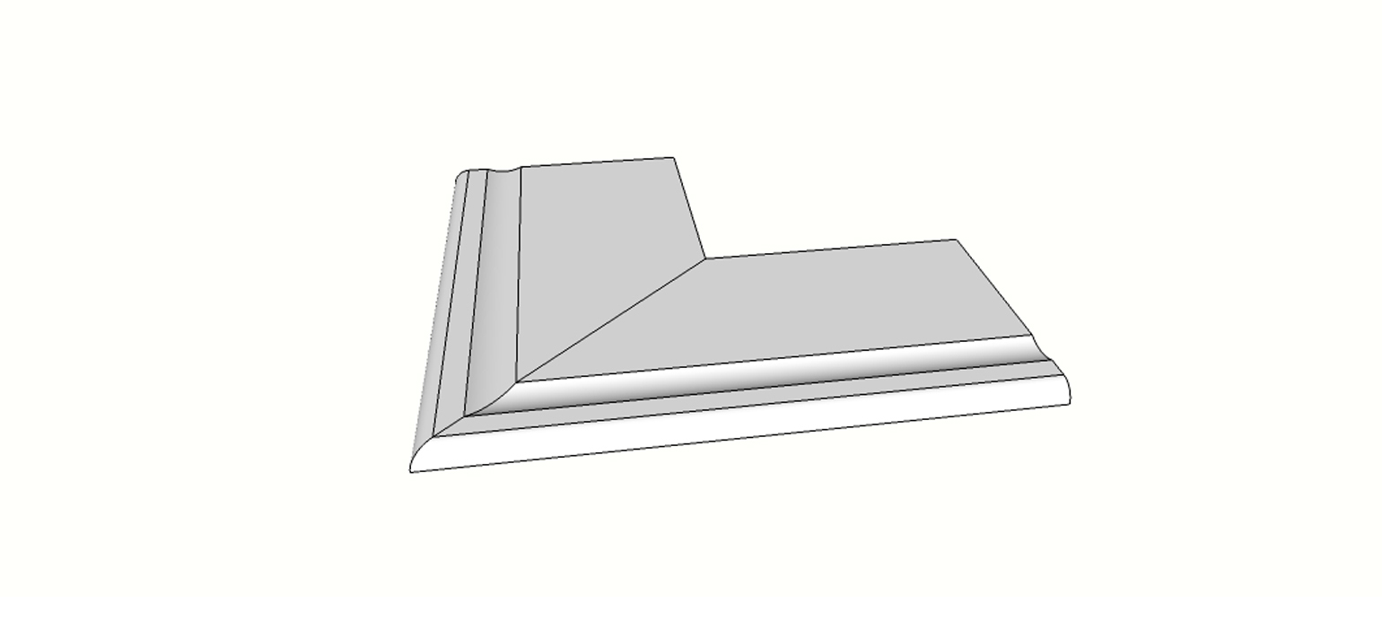 Bullnose surface flared edge full external angle (2 pcs) <span style="white-space:nowrap;">12"x24"</span>   <span style="white-space:nowrap;">thk. 20mm</span>