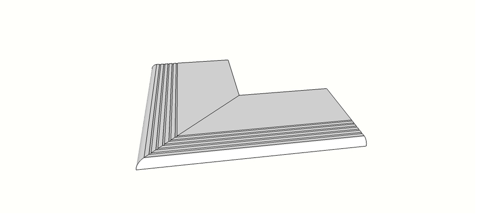 Anti-slip bullnose surface edge full external angle (2 pcs) <span style="white-space:nowrap;">12"x24"</span>   <span style="white-space:nowrap;">thk. 20mm</span>