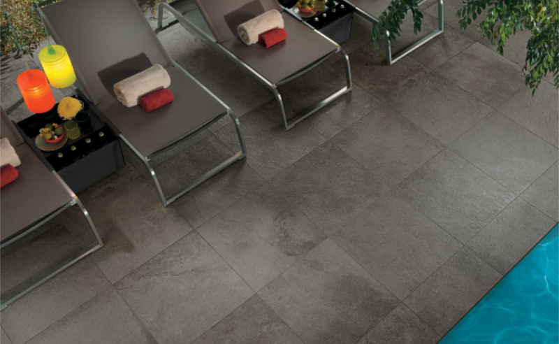 Grey concrete effect tiles