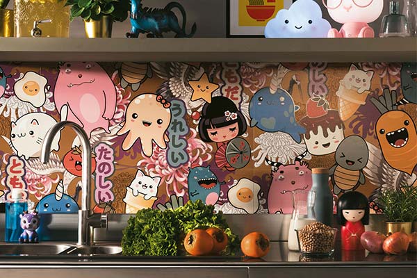 Ceramic wallpaper kitchen