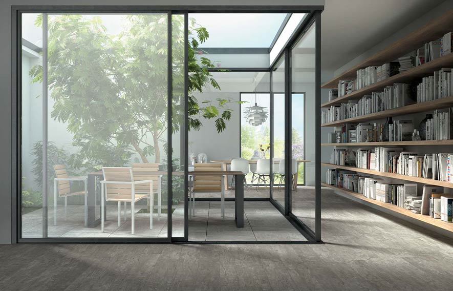 Wood and tile floor combination