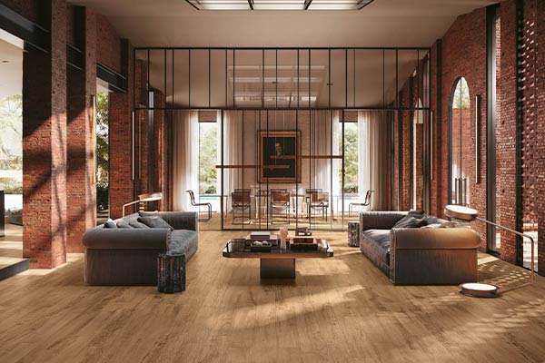Living room tiles wood effect
