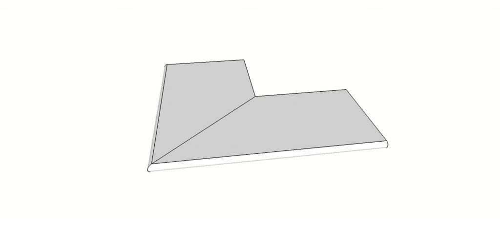 Bullnose surface flared edge full external angle (2 pcs) <span style="white-space:nowrap;">12"x24"</span>   <span style="white-space:nowrap;">thk. 20mm</span>