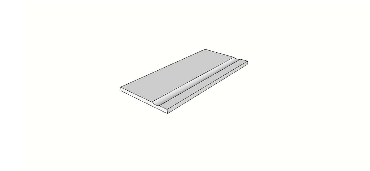 Bullnose surface rounded edge <span style="white-space:nowrap;">11"x32"</span>   <span style="white-space:nowrap;">thk. 20mm</span>