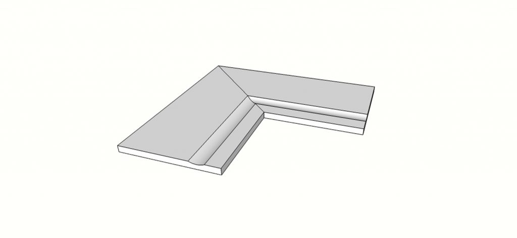 Flared Straight edge full external angle (2pcs) <span style="white-space:nowrap;">12"x24"</span>   <span style="white-space:nowrap;">thk. 20mm</span>