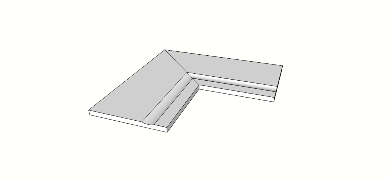Bullnose surface flared edge full external angle (2 pcs) <span style="white-space:nowrap;">12"x24"</span>   <span style="white-space:nowrap;">thk. 20mm</span>