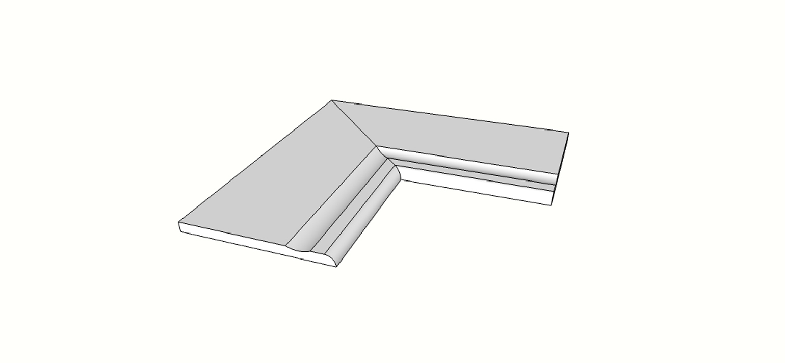 Bullnose surface flared edge full internal angle (2 pcs) <span style="white-space:nowrap;">12"x24"</span>   <span style="white-space:nowrap;">thk. 20mm</span>