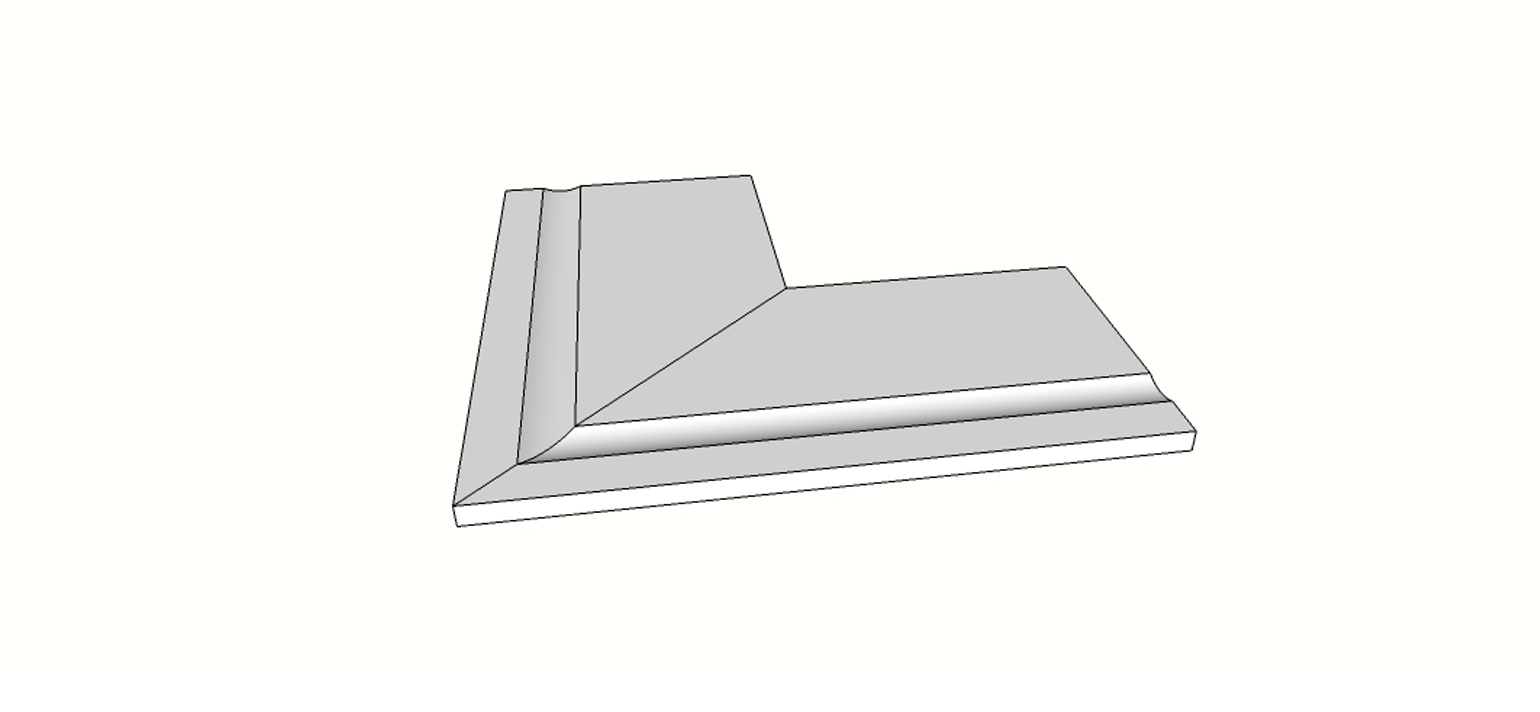 Flared Straight edge full external angle (2pcs) <span style="white-space:nowrap;">12"x24"</span>   <span style="white-space:nowrap;">thk. 20mm</span>