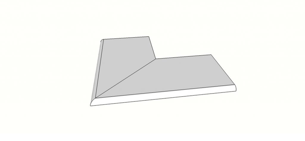 Bullnose surface edge full external angle (2 pcs) <span style="white-space:nowrap;">11"x32"</span>   <span style="white-space:nowrap;">thk. 20mm</span>