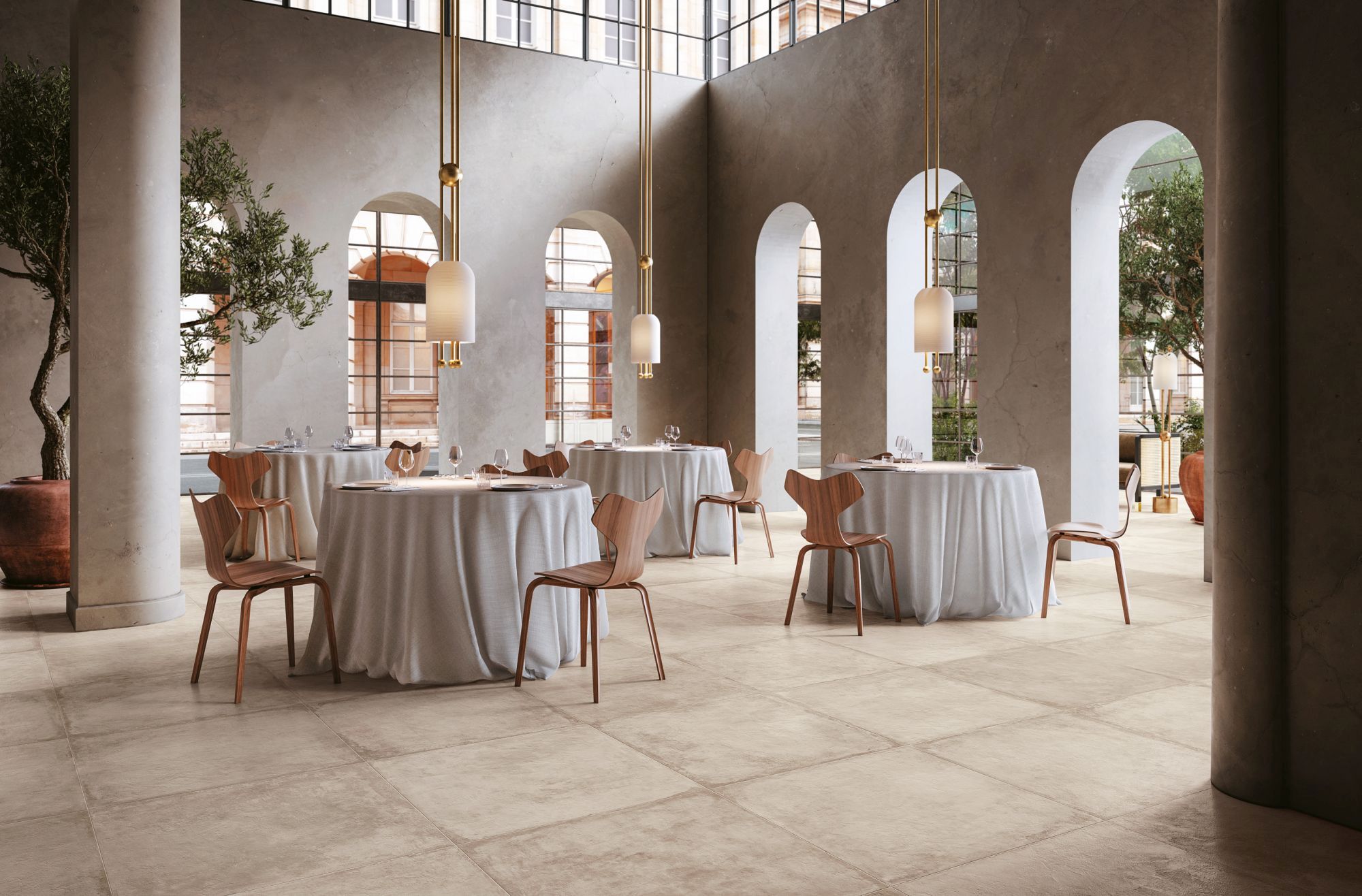 Large stone effect tiles  in a rustic style