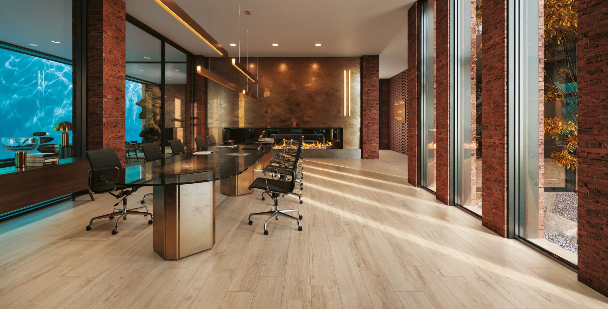 Large format wood effect tiles in a scandinavian style