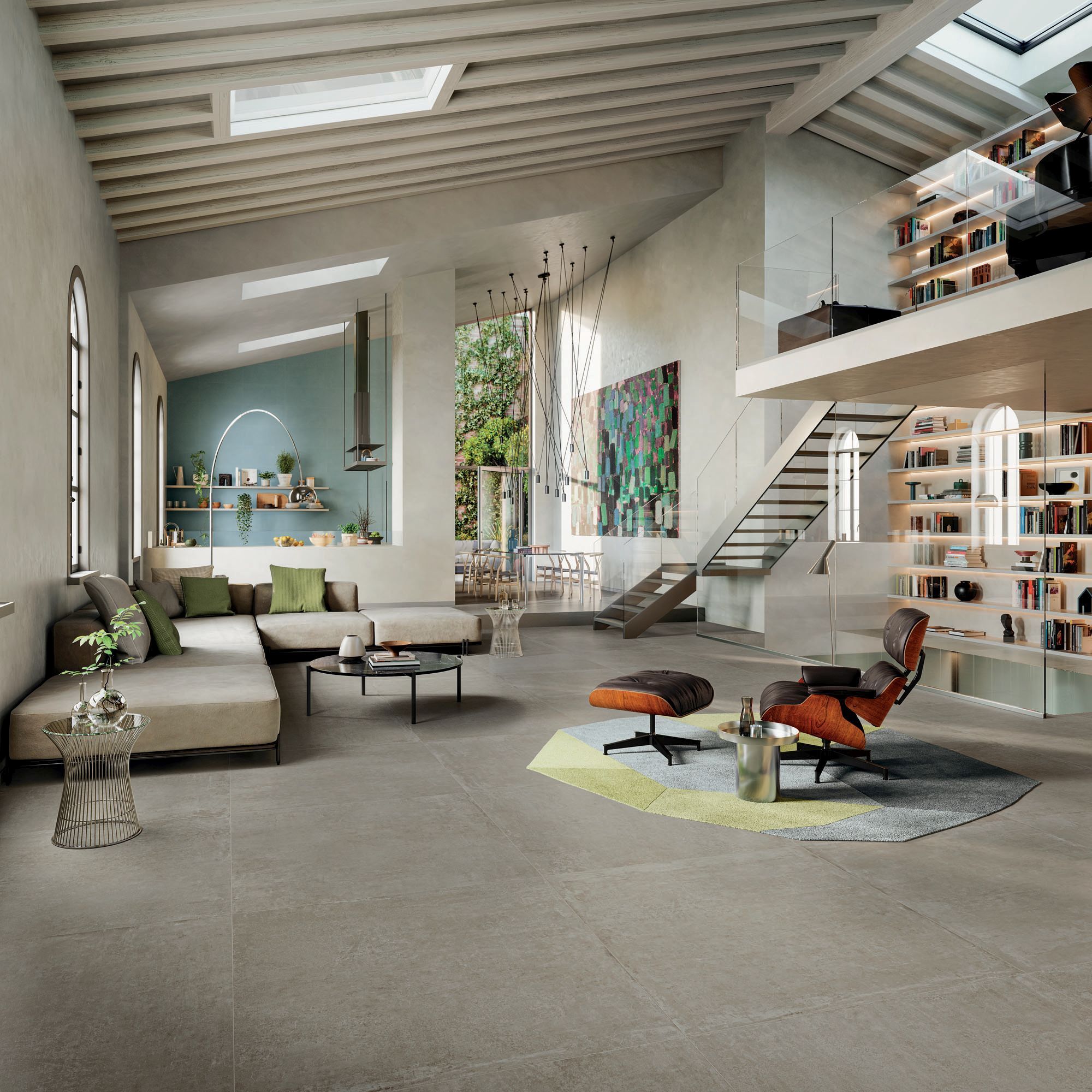 Large size tiles  in a shabby chic style