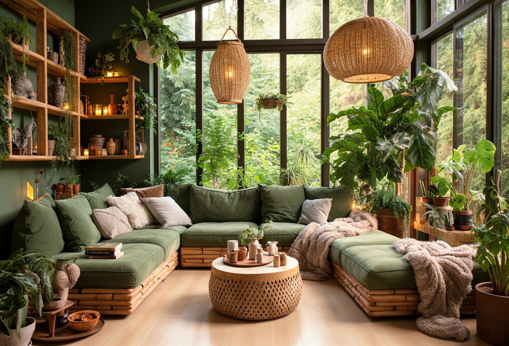  living room with Biophilic design