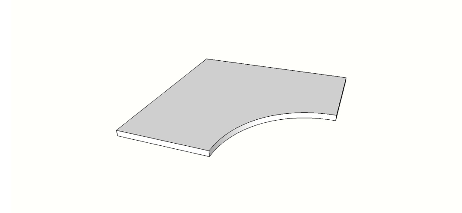 Anti-slip bullnose surface edge full external angle (2 pcs) <span style="white-space:nowrap;">12"x24"</span> &nbsp; <span style="white-space:nowrap;">thk. 20mm</span>