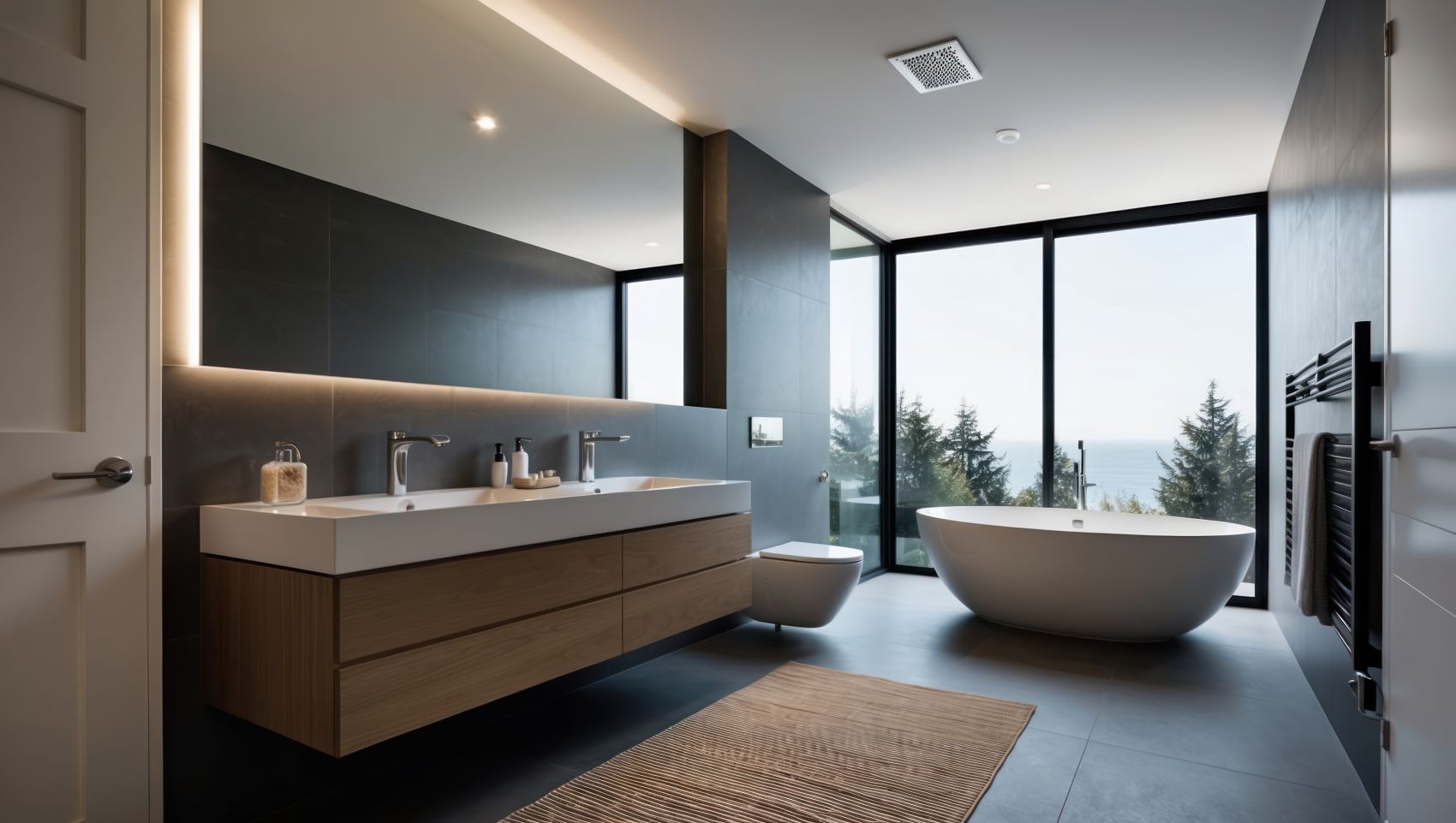 modern bathroom with wall-hung fixtures