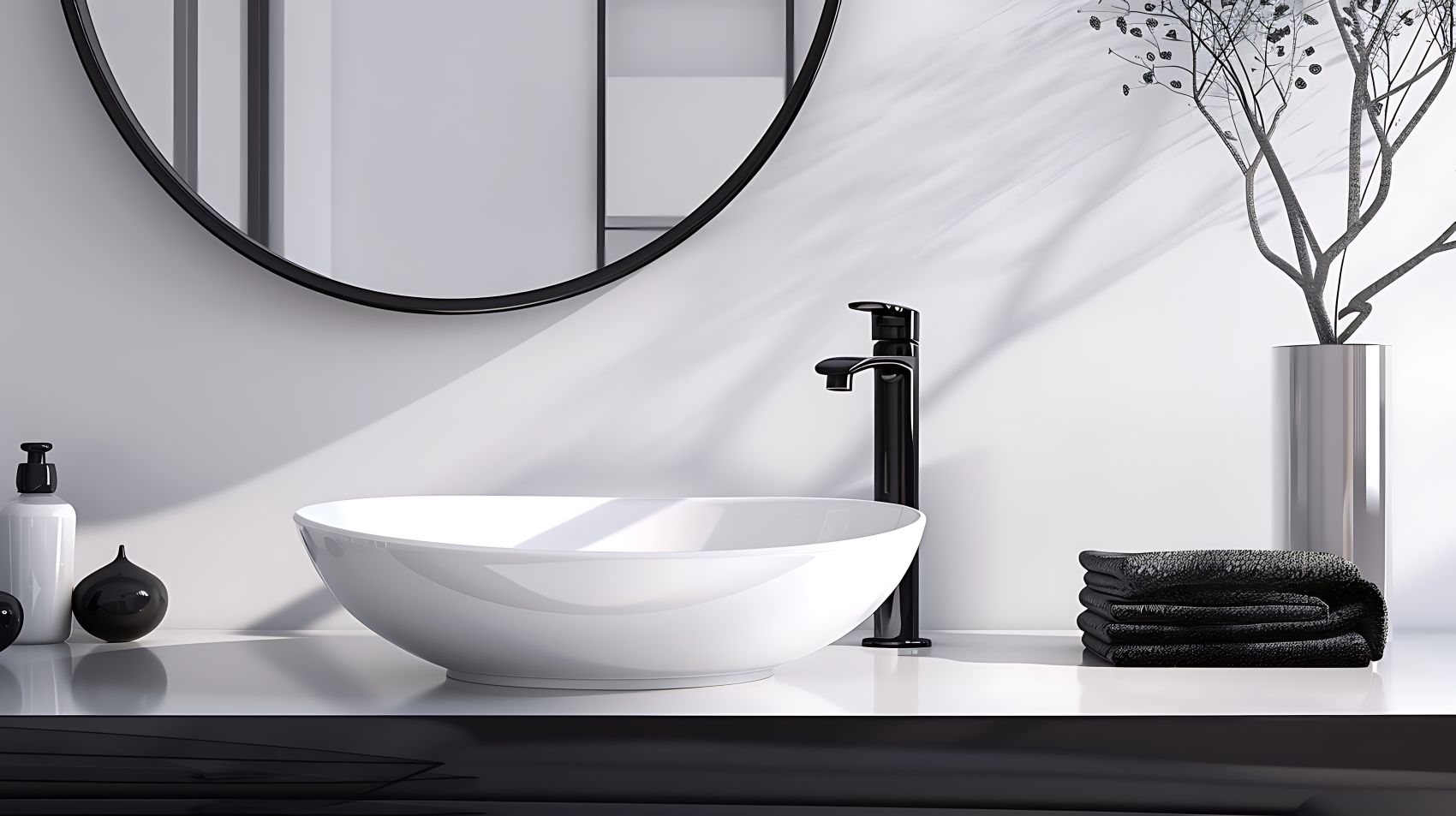 black bathroom taps