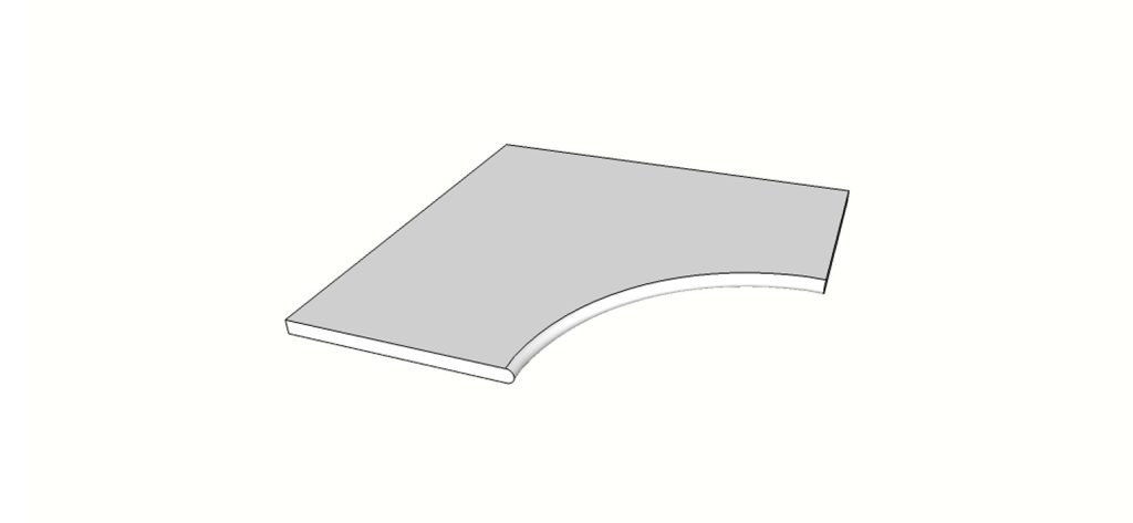 Rounded edge angle <span style="white-space:nowrap;">24"x24"</span> &nbsp; <span style="white-space:nowrap;">thk. 20mm</span>